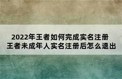 2022年王者如何完成实名注册 王者未成年人实名注册后怎么退出